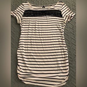 Motherhood Pink and Black Striped Top - Size L